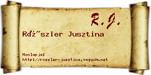 Röszler Jusztina névjegykártya